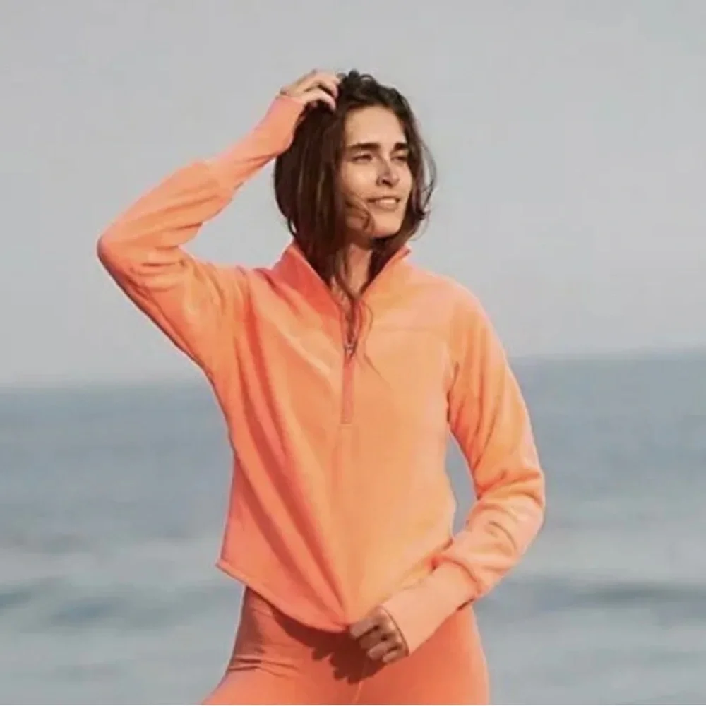 Free People Movement Great Heights Coral Pink Half Zip L (fits M) - Picture 3 of 5